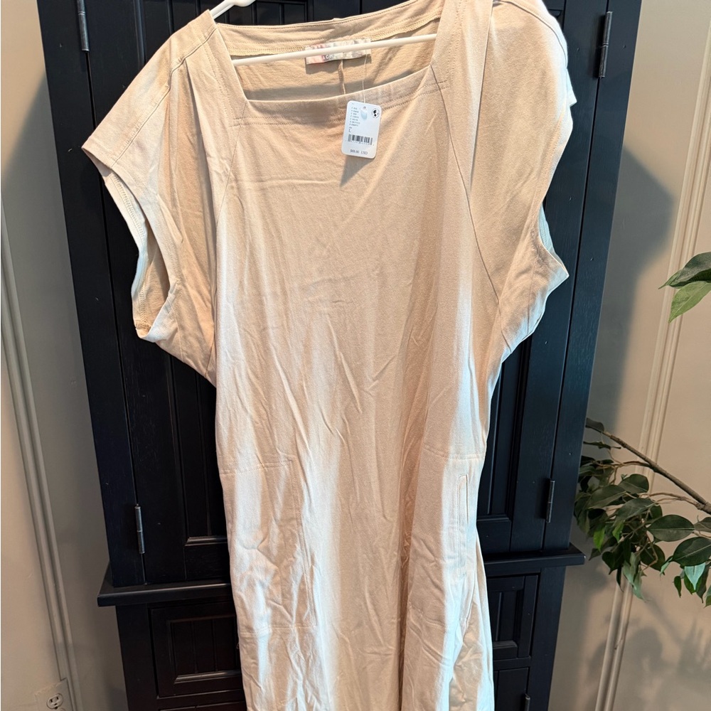 Cream Scoop-Neck Dress